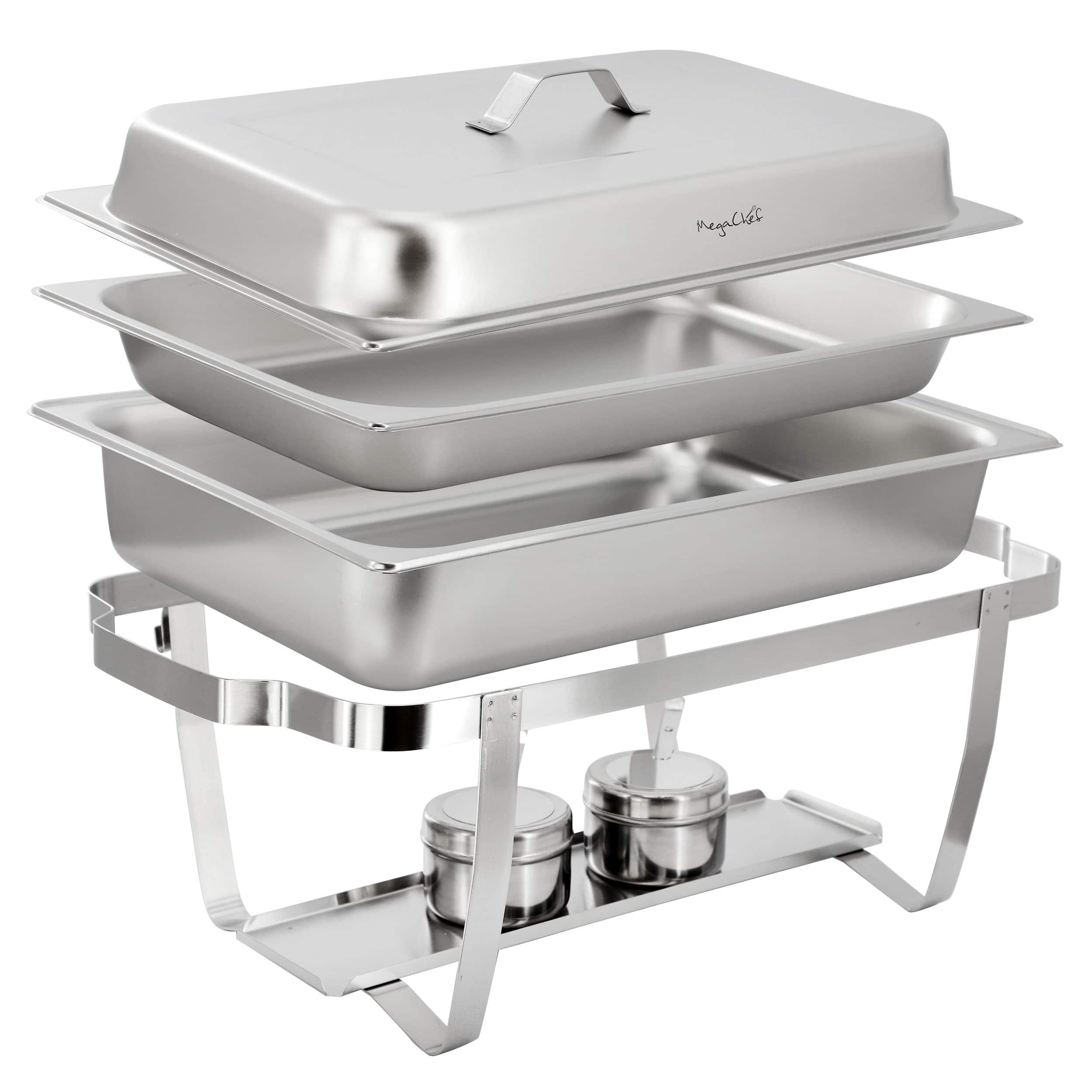 Alt View 3. MegaChef - MegaChef 9.5 Quart Stackable Stainless Steel Professional Chafing Dish/Food Warmer/Buffet Server Serving Dish - Silver.
