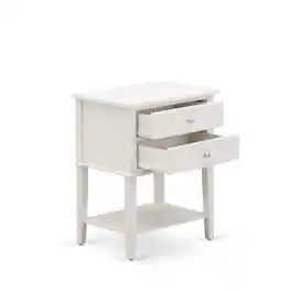 East West Furniture - VL-0C-ET Small Night Stand with 2 Wooden Drawers, Stable and Sturdy Constructed - Wire brushed - Wire Brushed Butter Cream