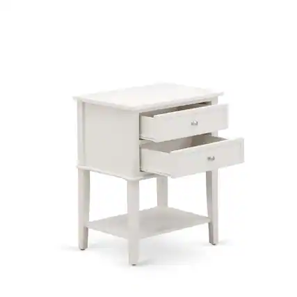 Front. East West Furniture - East West Furniture VL-0C-ET Small Night Stand with 2 Wooden Drawers, Stable and Sturdy Constructed - Wire brushed - Wire Brushed Butter Cream.