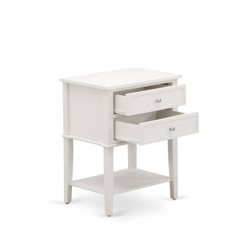 Front. East West Furniture - East West Furniture VL-0C-ET Small Night Stand with 2 Wooden Drawers, Stable and Sturdy Constructed - Wire brushed - Wire Brushed Butter Cream.