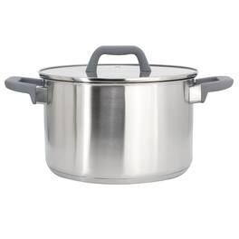 Oster - Beauford 6.5 Quart Brushed Stainless Steel Stock Pot with Lid - Silver