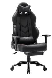 Bestier - Sweat-Proof PU Leather Gaming Chair Armrest Lumbar Support Ergonomic Office Chair with Adjustable Backrest & Footrest - Red - Front_Zoom