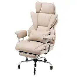 Platinum-Level - Big and Tall Ergonomic Office Chair with Footrest and Lumbar Support - Khaki/Beige