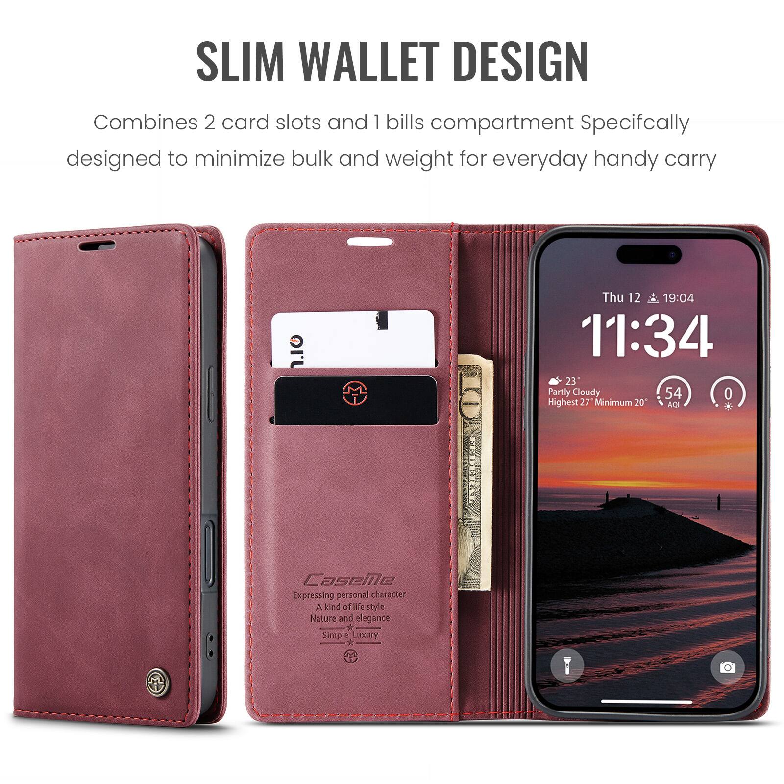 SLIM WALLET DESIGN  
Combines 2 card slots and 1 bills compartment. Specifically designed to minimize bulk and weight for everyday handy carry.

Thu 12 19:04 11:34 23 Partly Cloudy 54 0 Highest 27 Minimum 20 AQI

Caseme  
Expressing personal character  
A kind of lifestyle  
Nature and elegance  
Simple Luxury