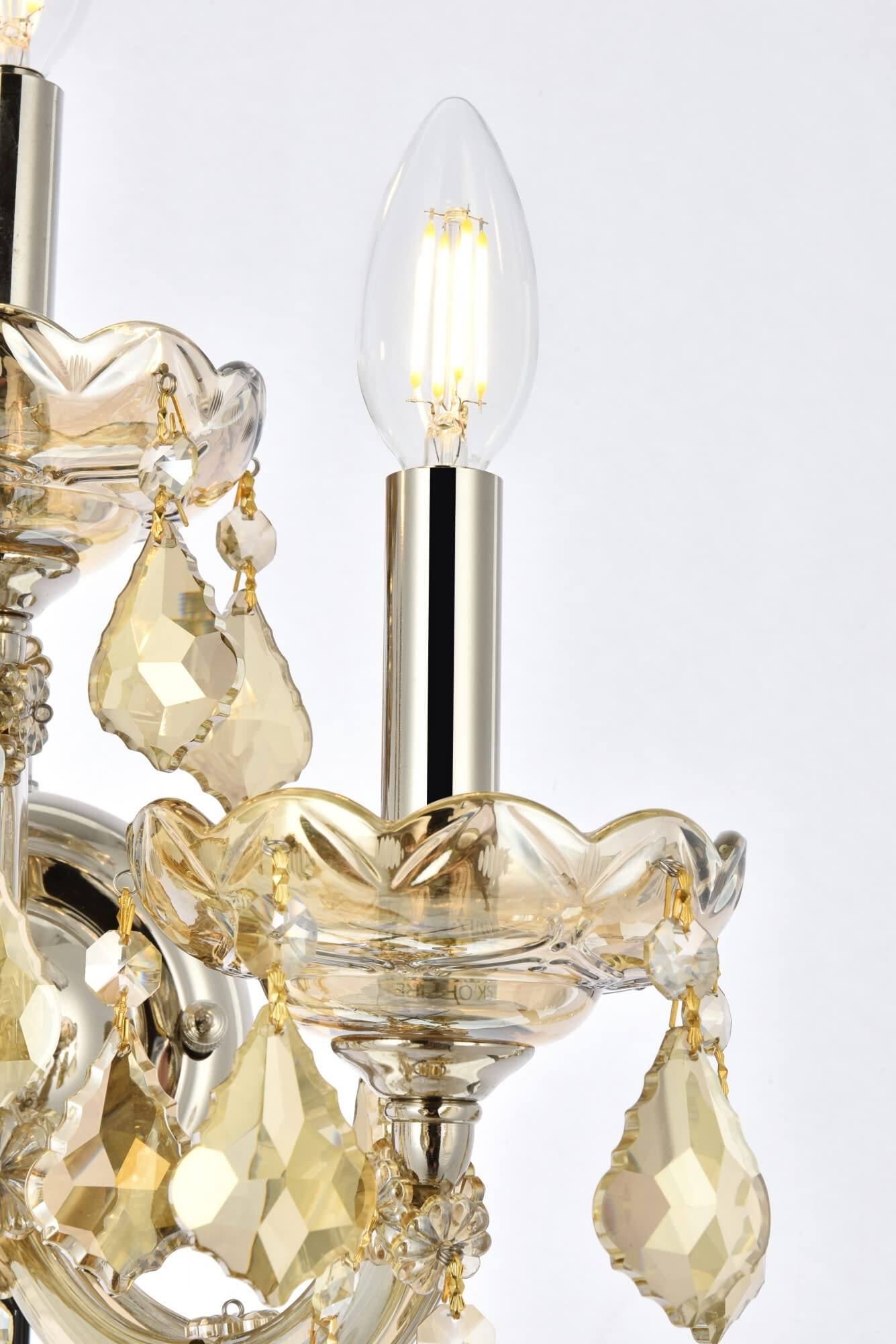 Alt View 4. Elegant Lighting - Maria Theresa 3 light white Wall Sconce Golden Teak (Smoky) Royal Cut Crystal - White.