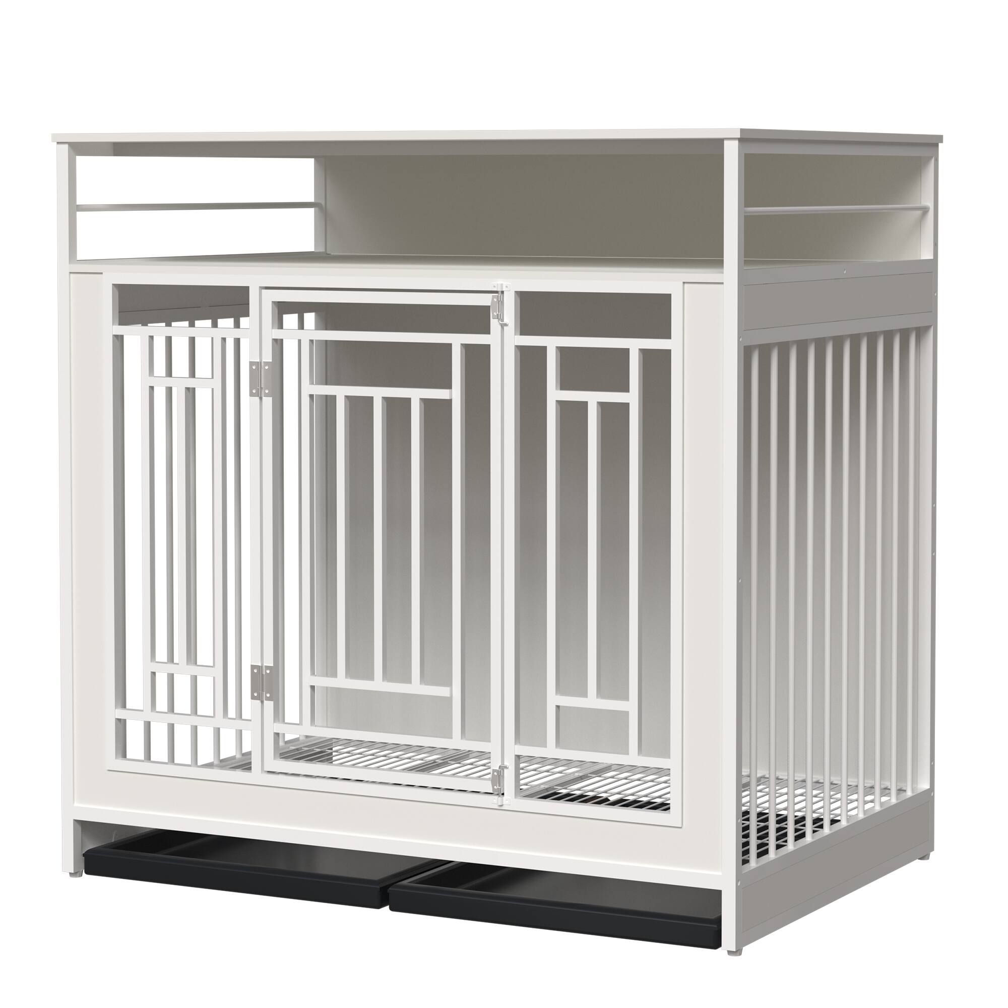 Front. Dexmalle - Dexmalle-43.3 inch Dog Crate,with Divider & 3Drawers-White.