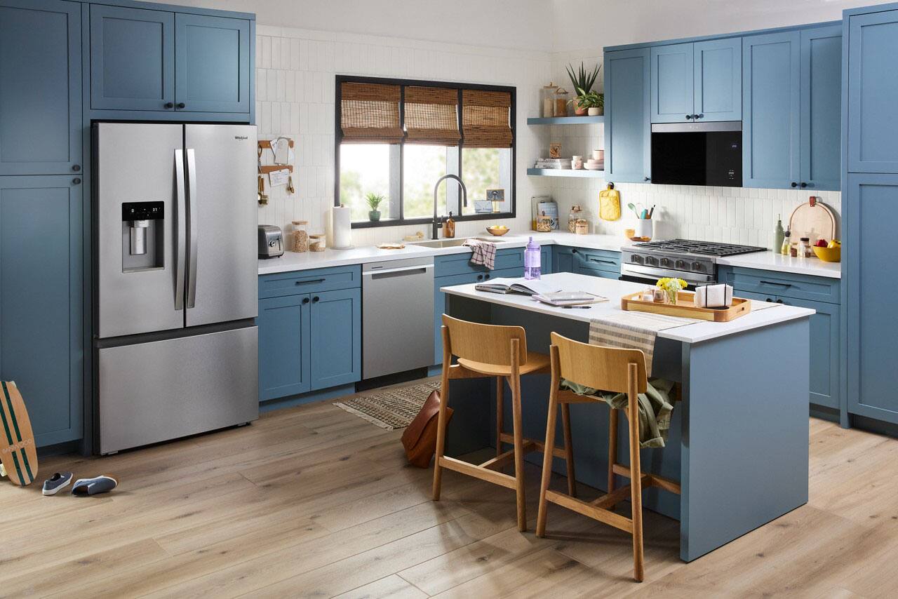 Alt View 6. Whirlpool - 23 Cu. Ft. French Door Counter-Depth Refrigerator with In-Door Water and Ice - Fingerprint-Resistant Stainless Finish.