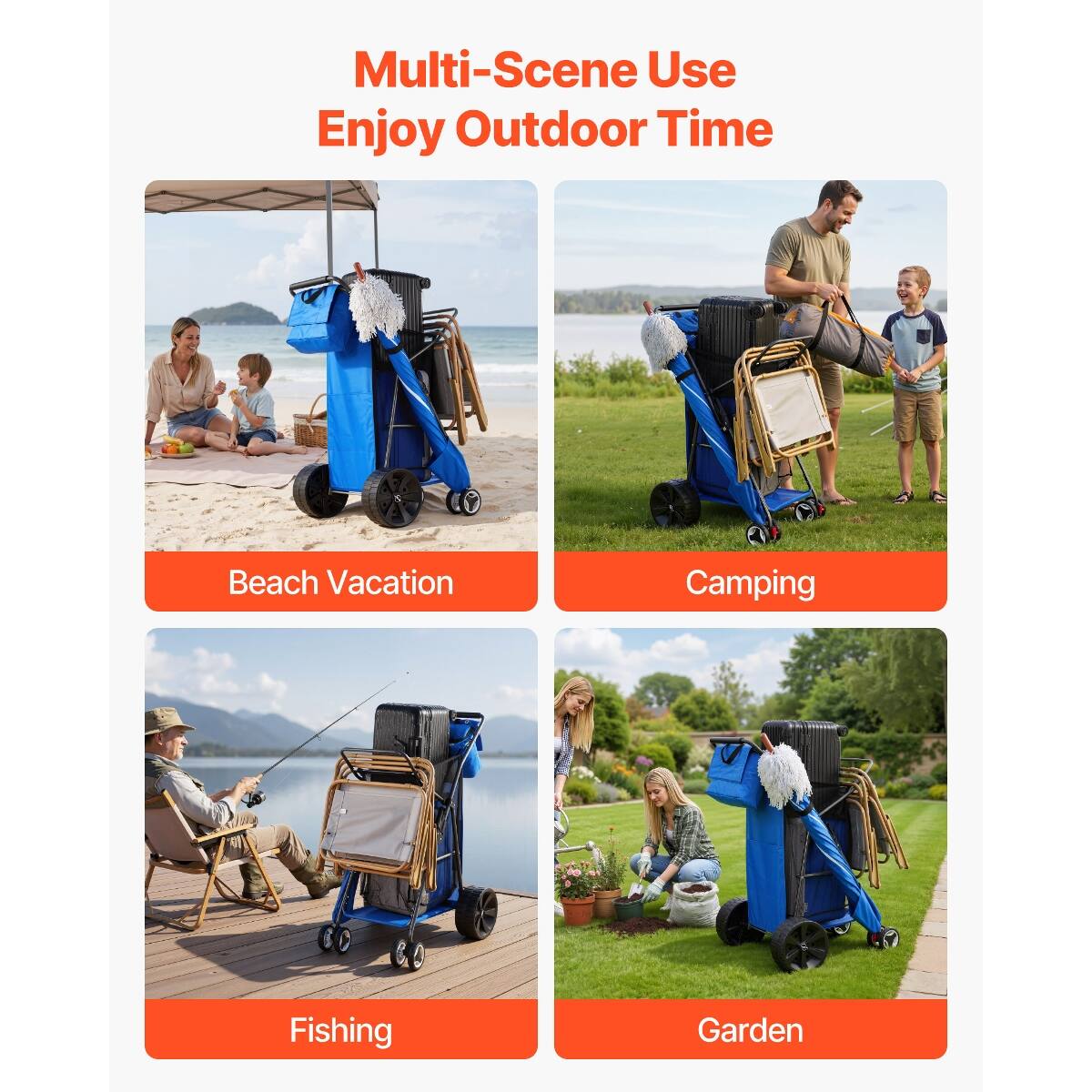 Multi-Scene Use  
Enjoy Outdoor Time

Beach Vacation  
Camping  
Fishing  
Garden