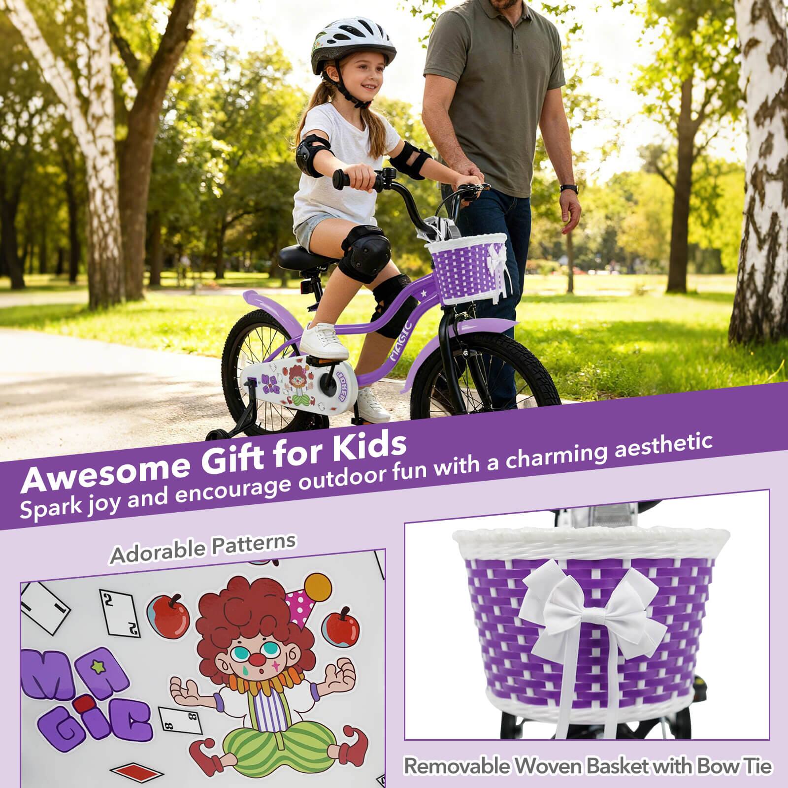 Awesome Gift for Kids  
Spark joy and encourage outdoor fun with a charming aesthetic  

Adorable Patterns  

Removable Woven Basket with Bow Tie