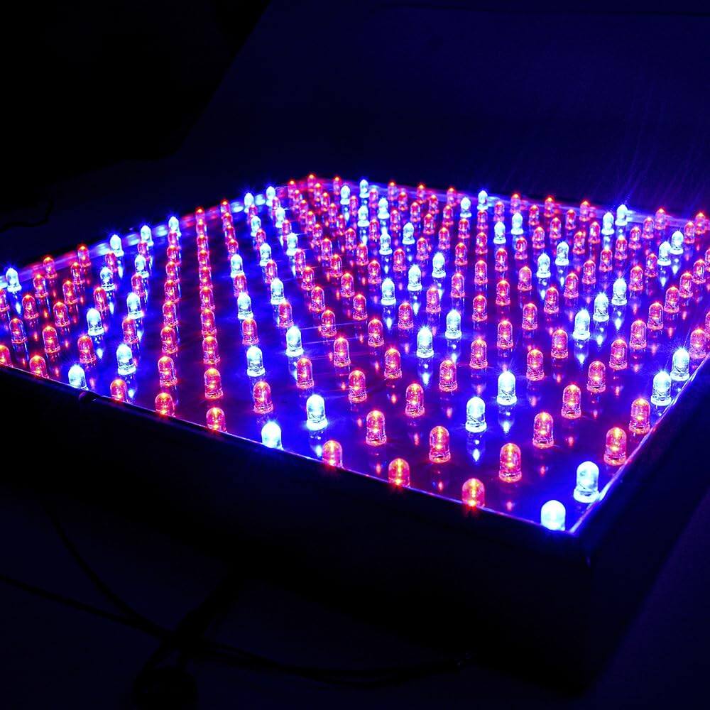 Angle. HQRP - Dual Spectrum 225-LED Hydroponic Grow Light Panel 14 W Indoor Plant Lamp 12 in Square.
