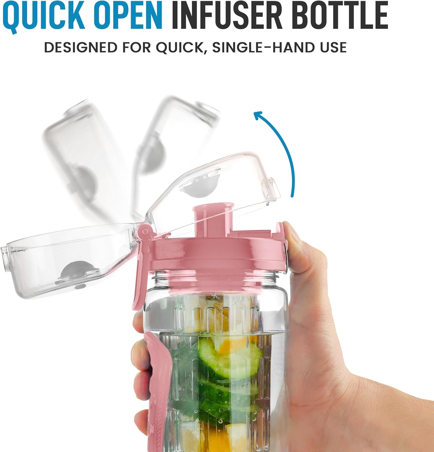 QUICK OPEN INFUSER BOTTLE  
DESIGNED FOR QUICK, SINGLE-HAND USE