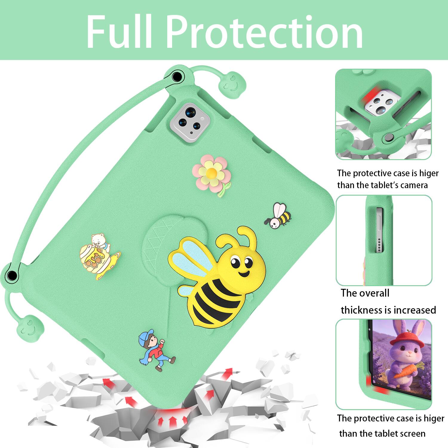 Full Protection

The protective case is higher than the tablet's camera

The overall thickness is increased

The protective case is higher than the tablet screen