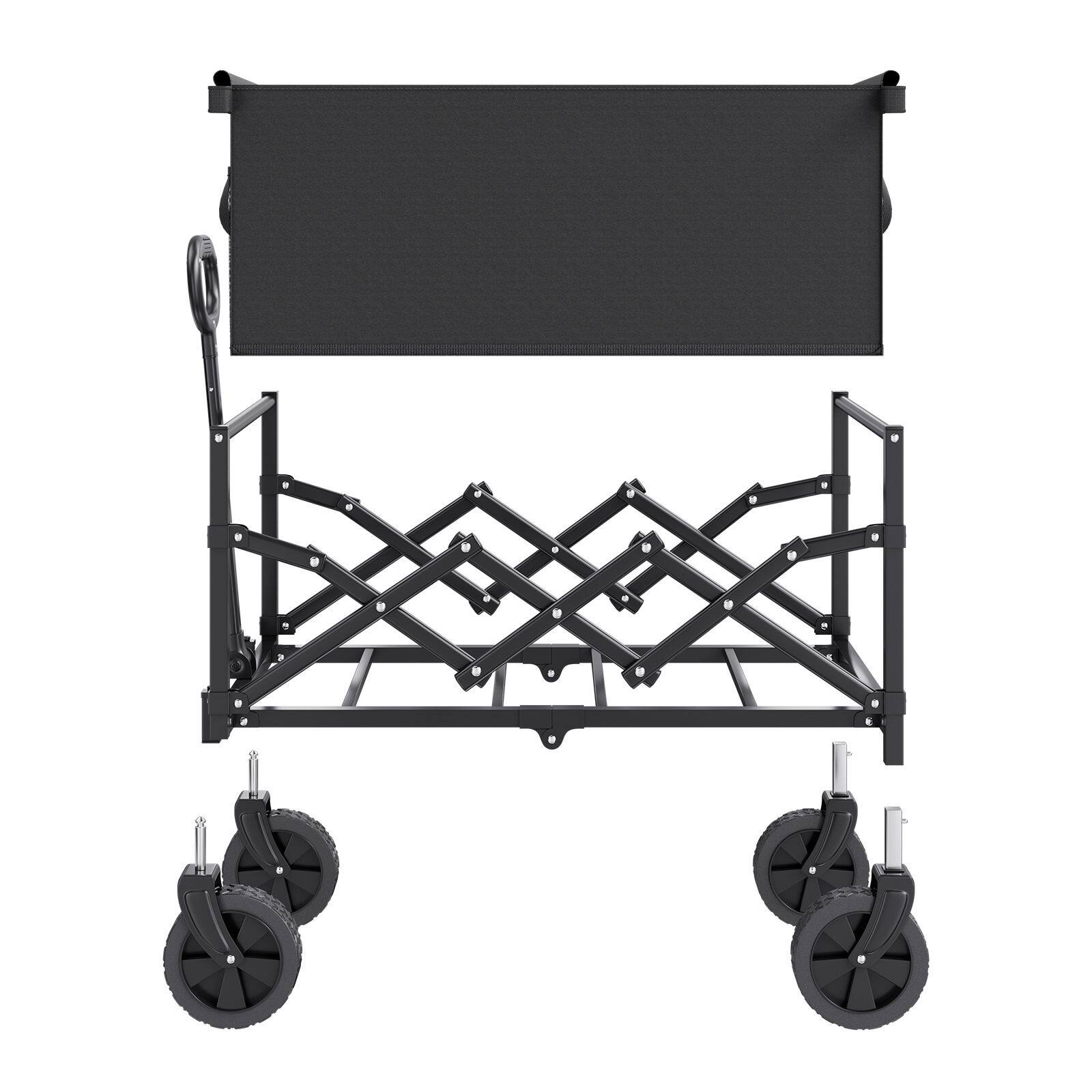 Alt View 7. Loheer - Loheer Collapsible Wagon Cart 120L 225lbs Heavy Duty Folding Outdoor Utility Camping Cart with All Terrain Wheels Black.