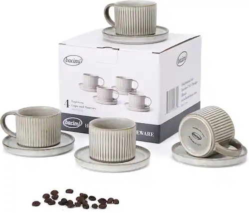 bacimi Cacumi 4 Espresso Cups and Saucers 90ml/3.04 oz (90ml) 3:04 20 bacimi H EWARE Fir Disanbated N Ohicago Bocie-51 Mlns bacinina.cm - CH0213 DRASHES bacimi SArE MICROWETE LATE