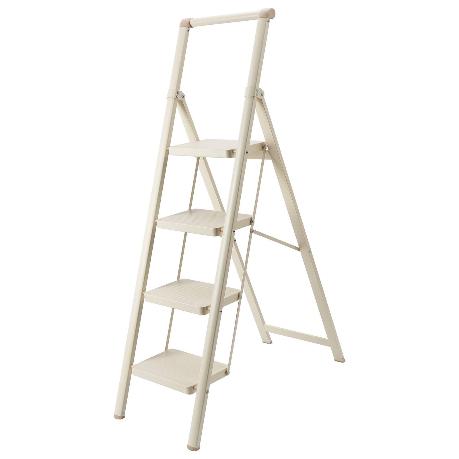 Angle. Topteng - 4-Step Foldable Ladder with Anti-Slip Pedals - Lightweight, 330lb Capacity, White for Home & Office - White.