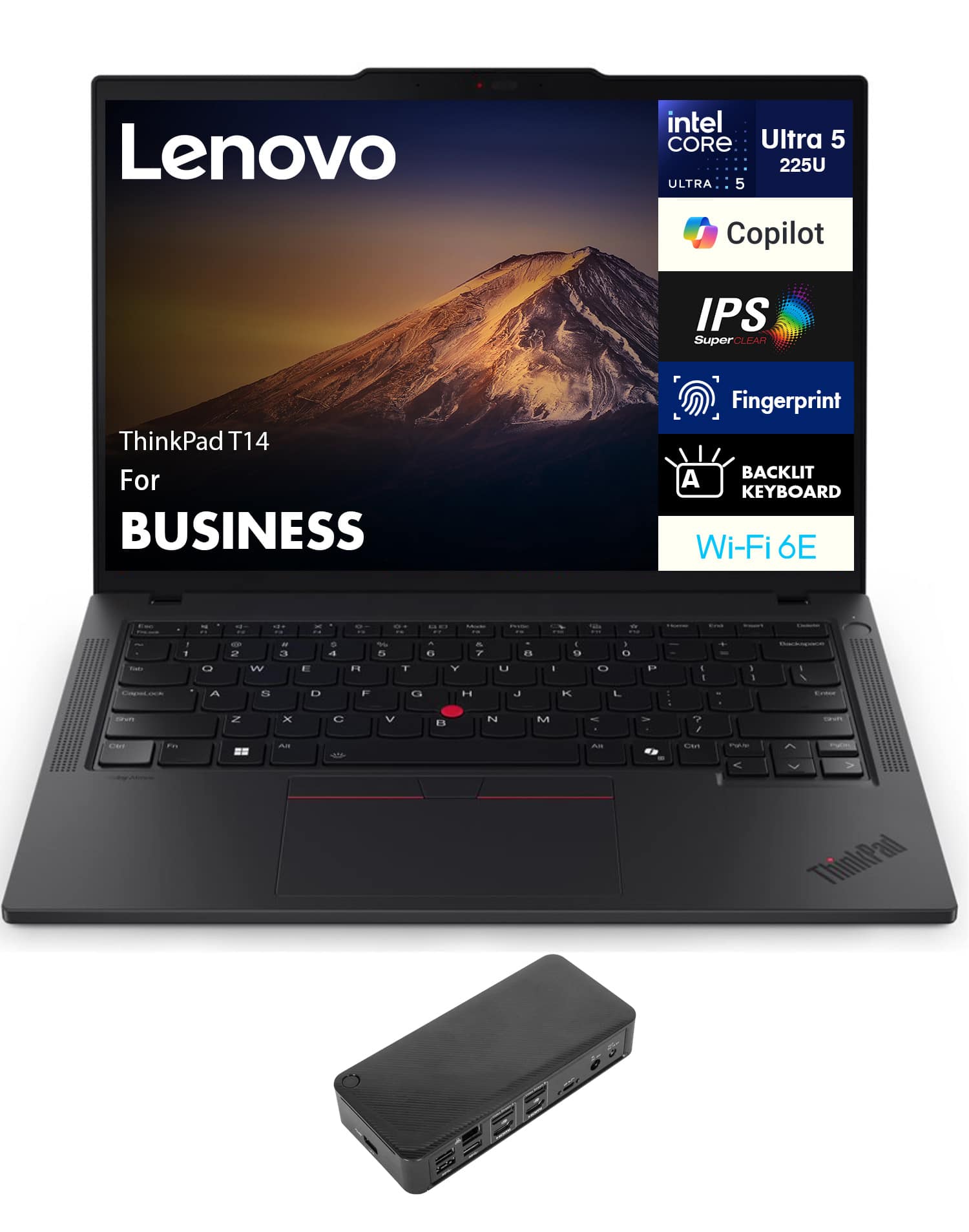Lenovo - ThinkPad T14 Laptop 14.0 WUXGA (Intel Ultra 5-225U, 64GB DDR5, 4TB PCIe SSD, Intel Graphics, Win 11 Pro)