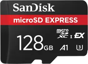 SanDisk - Express 128GB microSD PCIe 3.1 NVMe UHS-I Memory Card - Front_Zoom