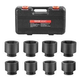VEVOR - Axle Nut Impact Socket Set, 3/4" Drive 6-Point 8-Piece SAE Spindle Nut Socket Set, CR-MO Heat Treated Large Socket Set - Black