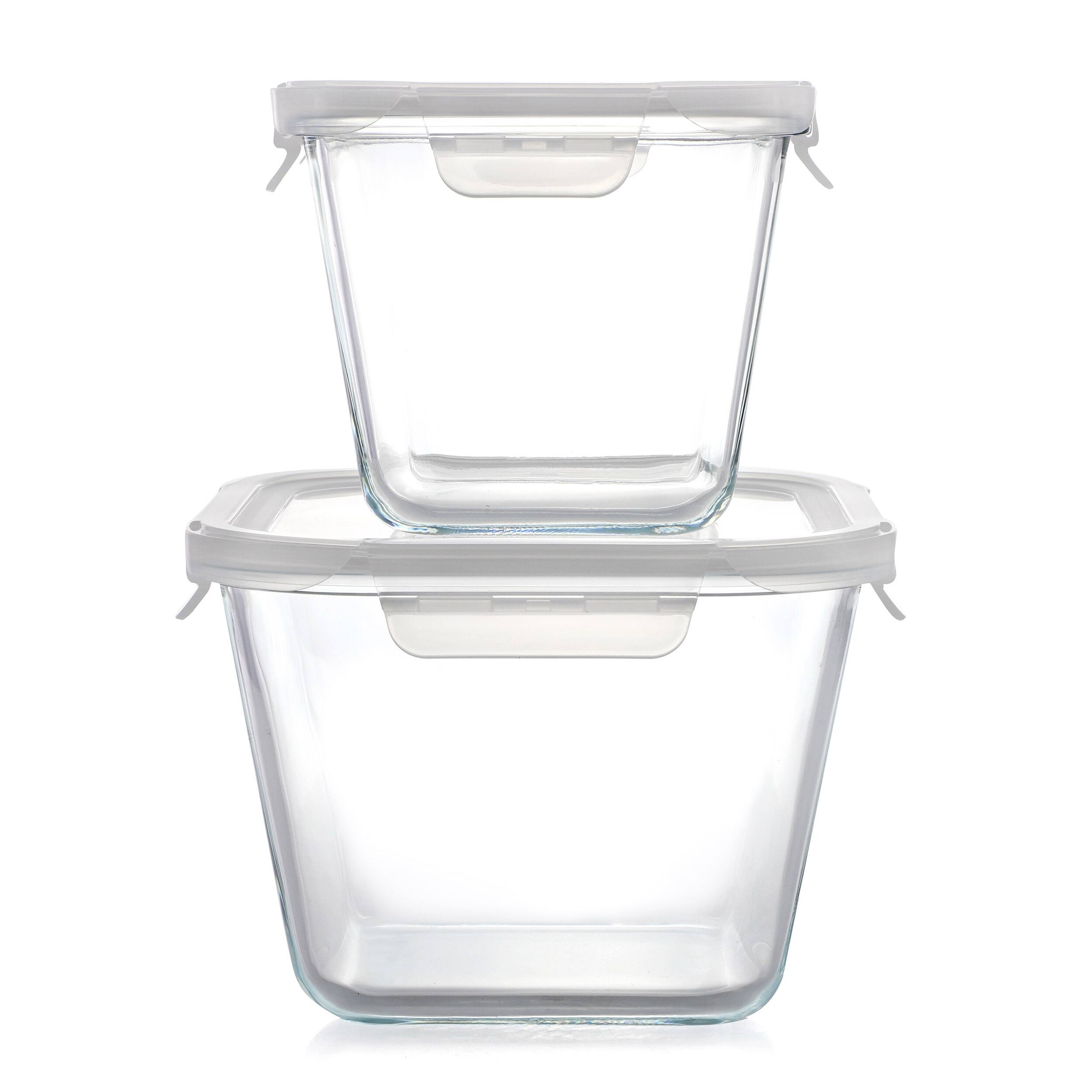 Angle. Gibson - Gibson Home House Specials 4 Piece Borosilicate Glass Square Storage Container Set with Snap Lids - Clear.