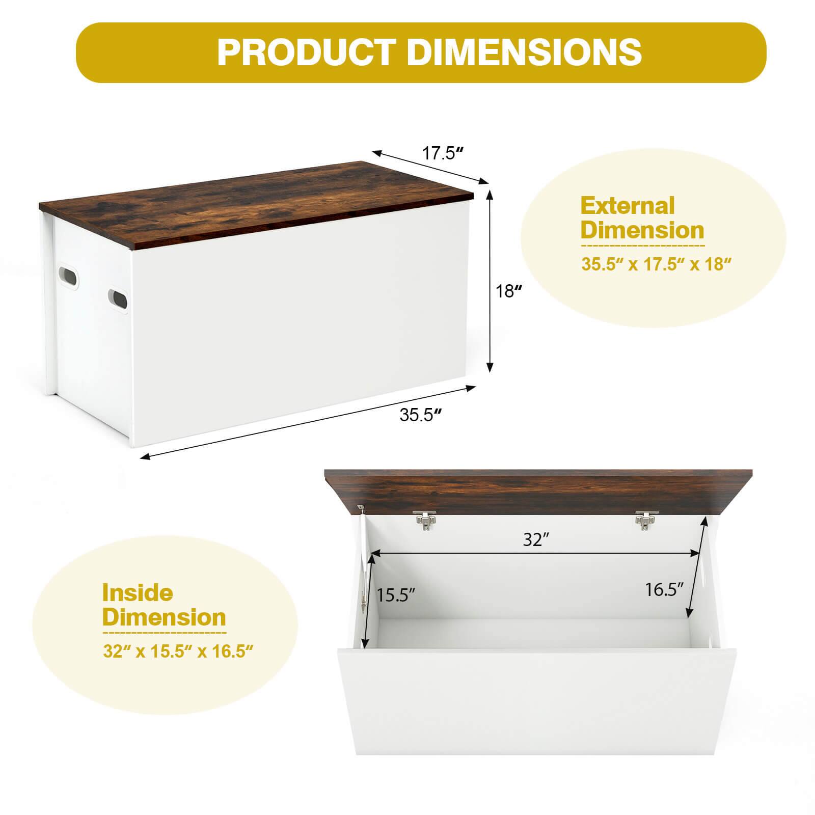PRODUCT DIMENSIONS

External Dimension  
35.5" x 17.5" x 18"

Inside Dimension  
32" x 15.5" x 16.5"