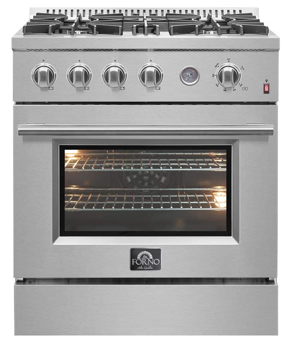 Forno Appliances - Marco 4.32 Cu. Ft. Freestanding Gas Convection Range with Dual Ring Burner - Silver - Angle_Zoom