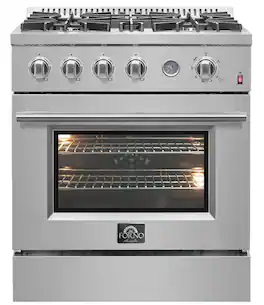 Forno Appliances - Marco 4.32 Cu. Ft. Freestanding Gas Convection Range with Dual Ring Burner - Silver
