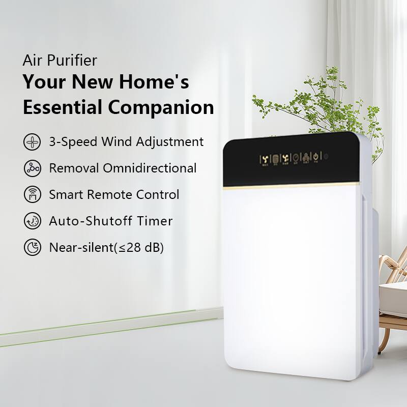 Air Purifier  
Your New Home's Essential Companion  

- 3-Speed Wind Adjustment  
- Removal Omnidirectional  
- Smart Remote Control  
- Auto-Shutoff Timer  
- Near-silent (≤28 dB)