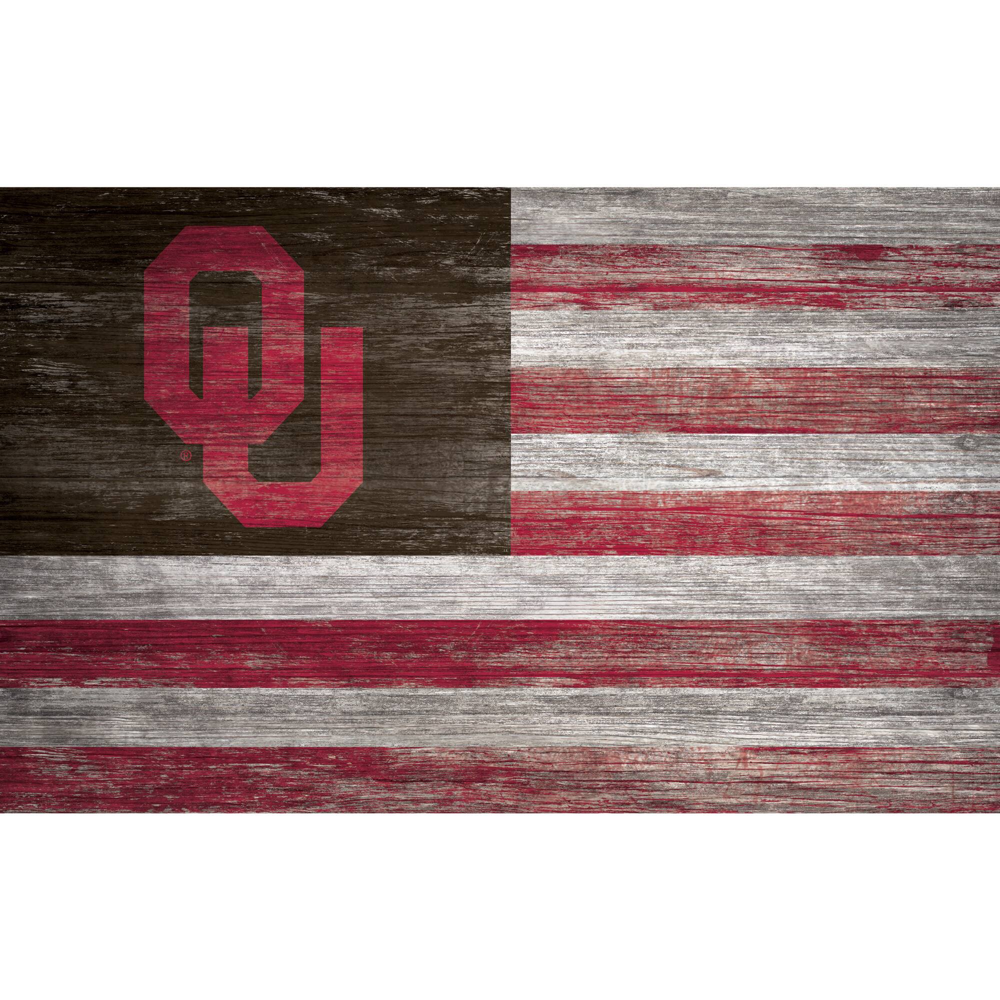 Oklahoma Sooners 11'' x 19'' Distressed Flag Sign