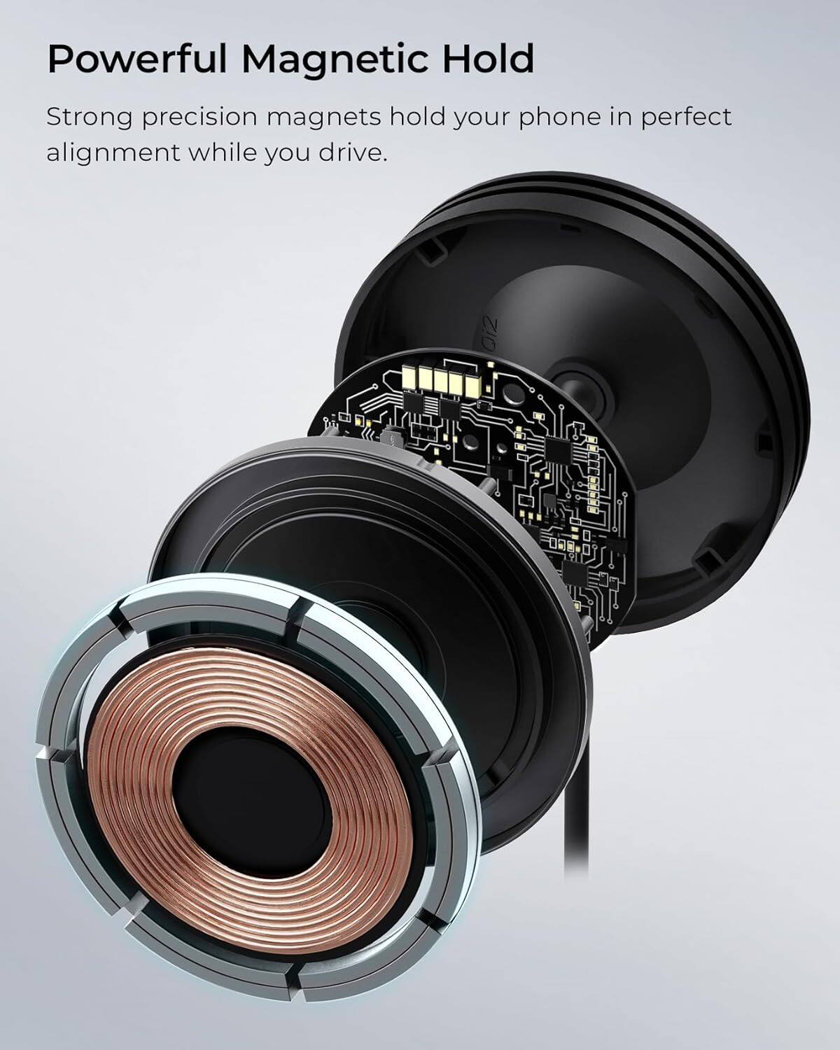 Powerful Magnetic Hold: Strong precision magnets hold your phone in perfect alignment while you drive.