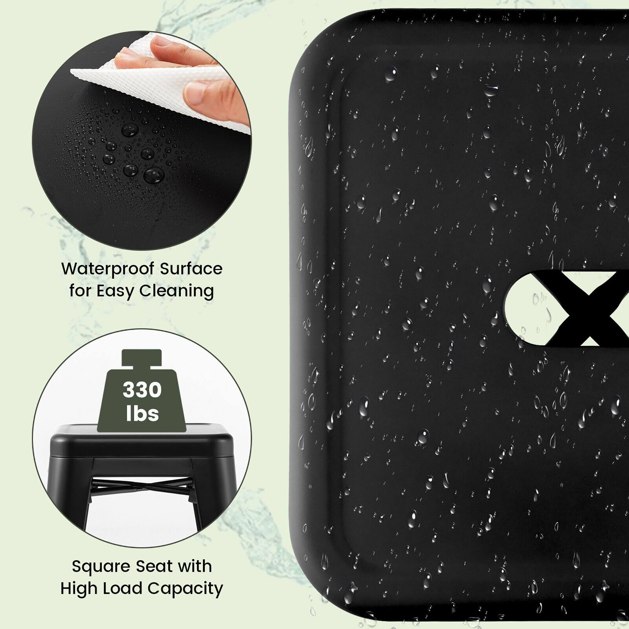 Waterproof Surface for Easy Cleaning, Square Seat with High Load Capacity, 330 lbs