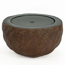 Sunnydaze - Outdoor Polystone Round Bowl Bubble Fountain - Brown