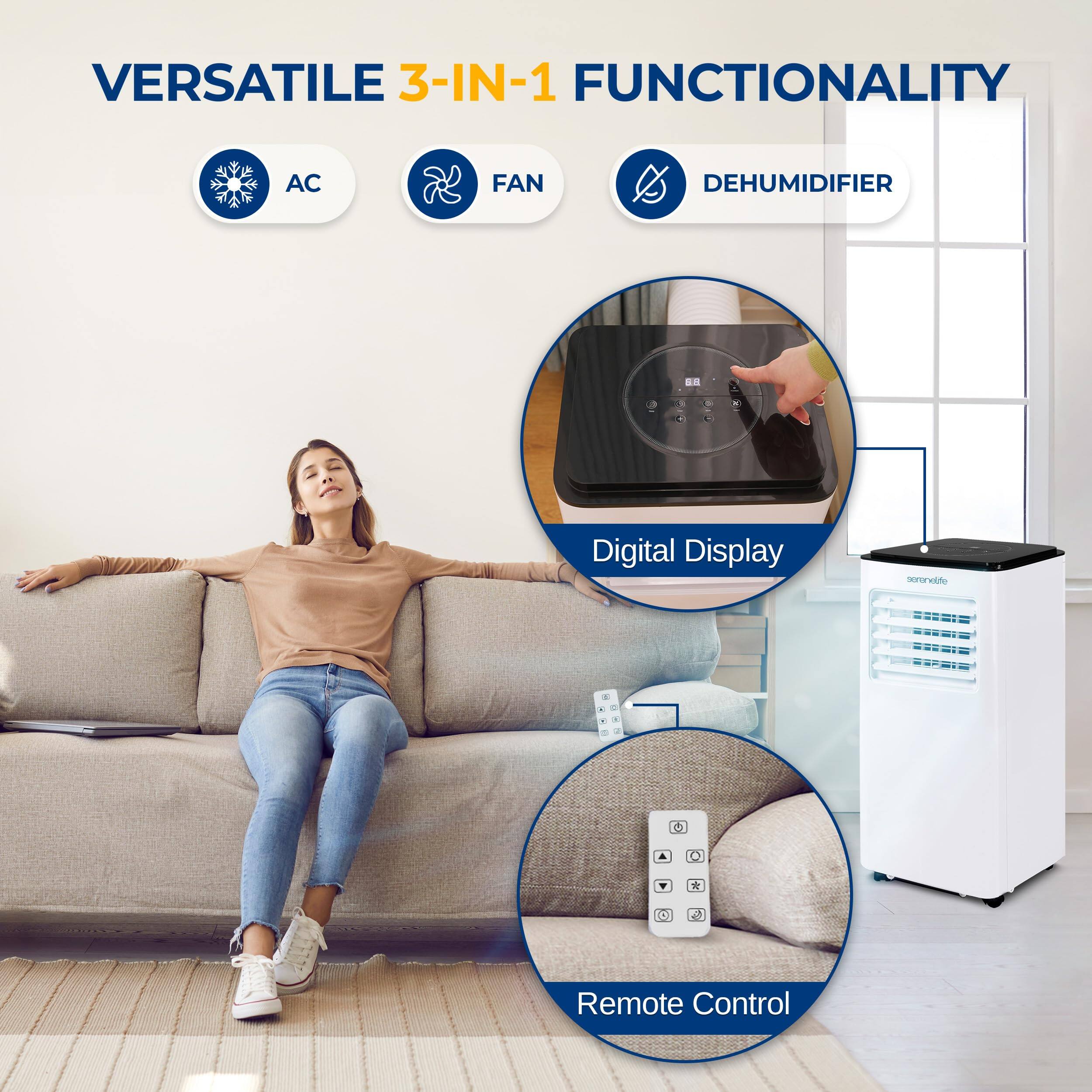 VERSATILE 3-IN-1 FUNCTIONALITY  
AC FAN DEHUMIDIFIER  
- Digital Display  
- Remote Control
