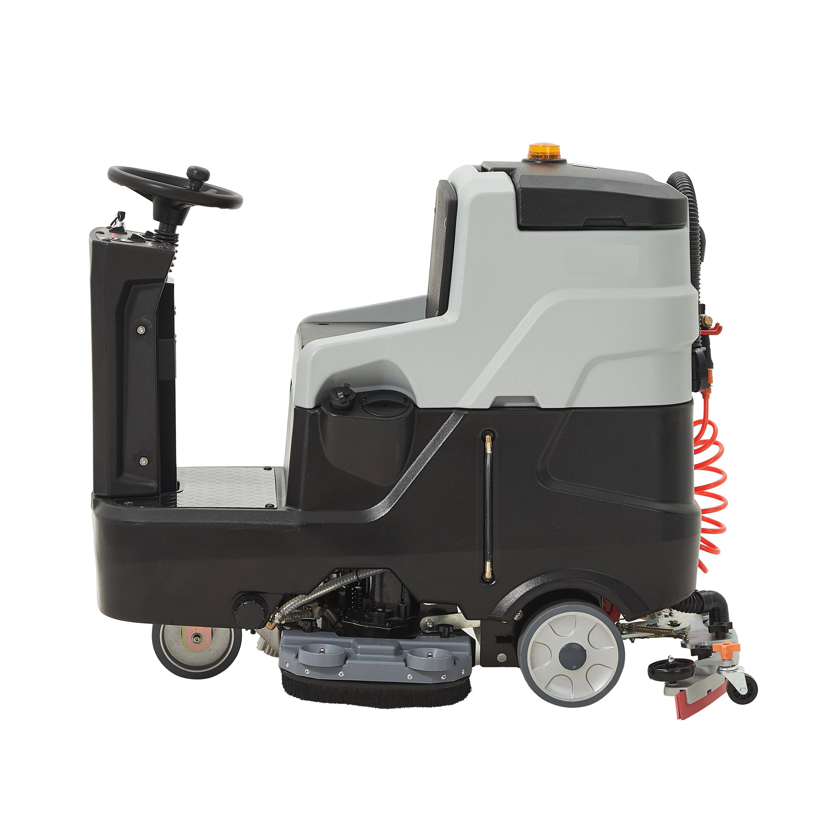 Alt View 7. Dapper Supply - Battery Powered Ride On Floor Scrubber Machine 30 Br 39 Sqe 24 25 Gal 5h Use 8h Chg 180RPM 52000SqFt BattIncl - Black.