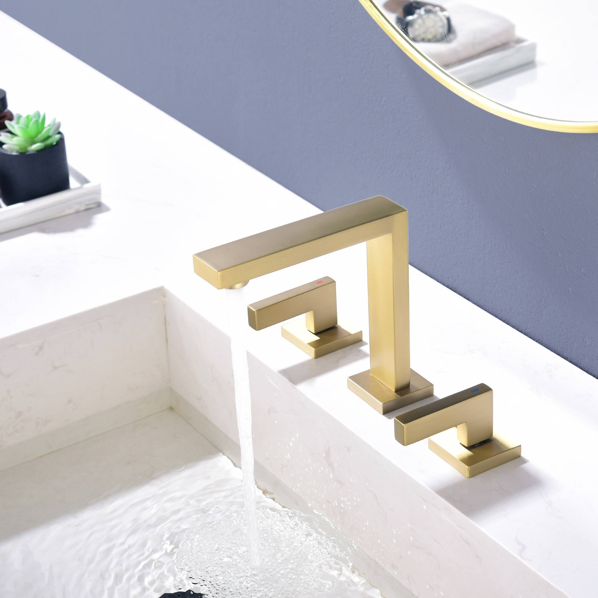 Alt View 4. Boyel Living - Brushed Gold Widespread Bathroom Faucet Dual Handle 1.2GPM - Brushed Gold.