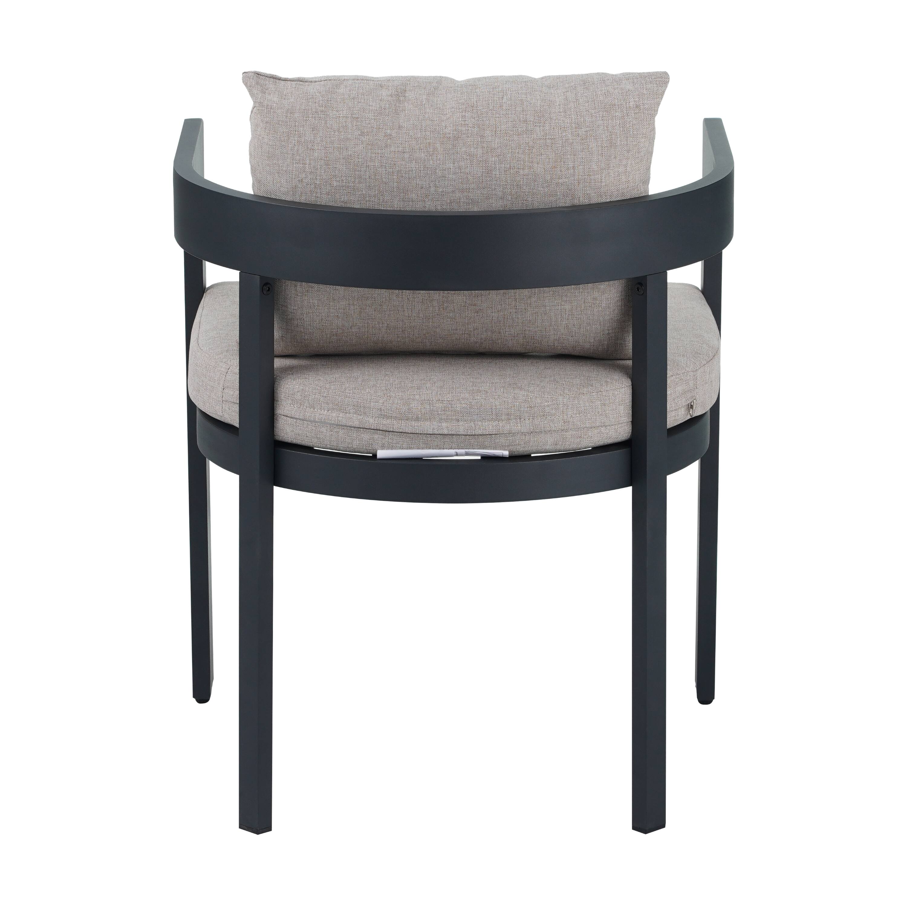 Alt View 5. Mondawe - 7 Pieces Outdoor Patio Dining Set,6 Aluminum Dining Chair with Cushion and 1 Acacia Wood Dining Table - Teak+Black.