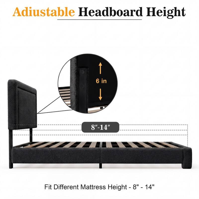 Adjustable Headboard Height 6 in 8"-14" Fit Different Mattress Height - 8" - 14"