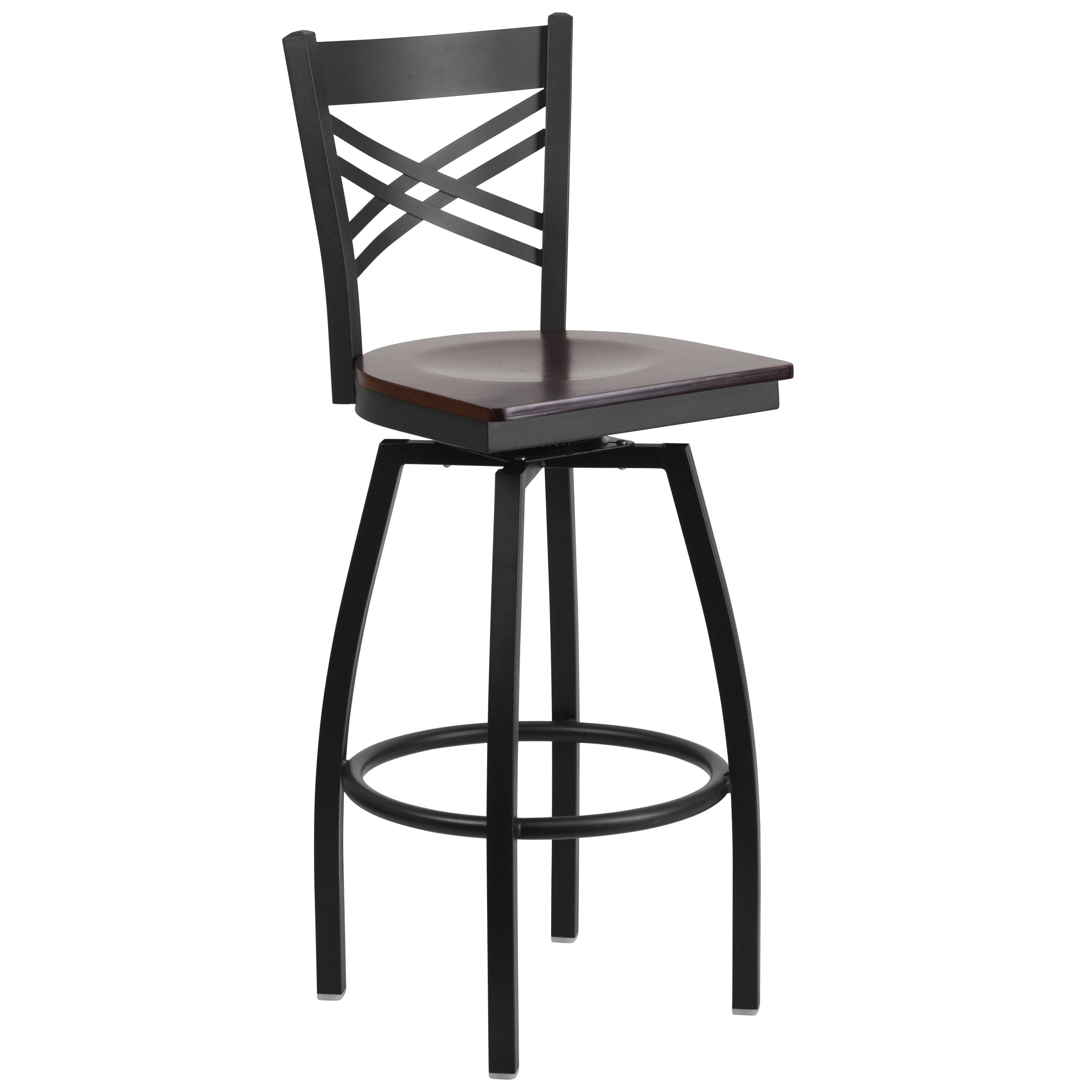 Walnut Wood Seat/Black Metal Frame
