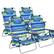 Front. Costway - Costway 4-Pack Folding Backpack Beach Chair 5-Position Outdoor Reclining Chairs with Pillow - Blue.