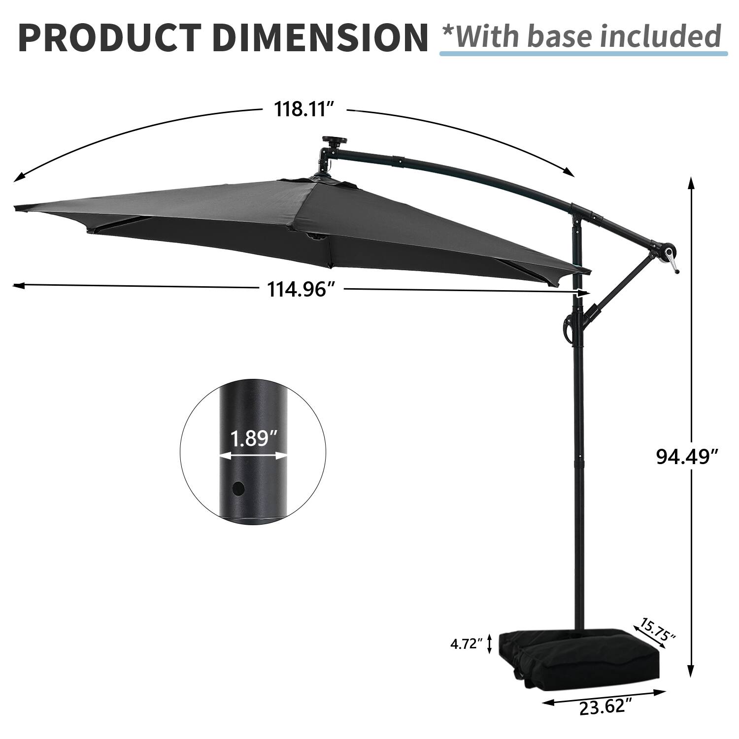 PRODUCT DIMENSION *With base included  
118.11"  
114.96"  
1.89"  
94.49"  
4.72"  
15.75"  
23.62"