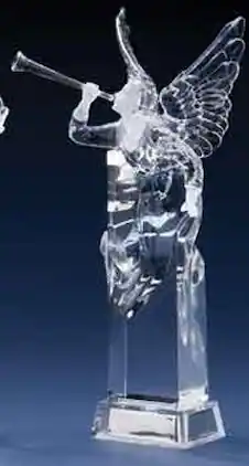 Roman - 11.5" Icy Crystal Led Lighted Christmas Angel Figure with Trumpet Horn - Clear