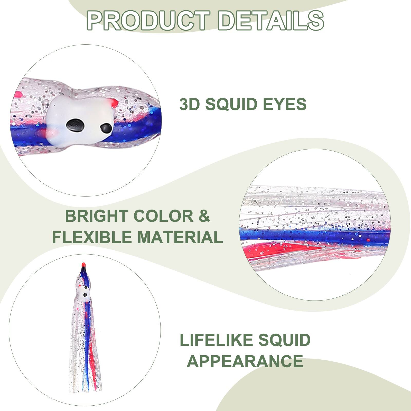PRODUCT DETAILS  
3D SQUID EYES  
BRIGHT COLOR & FLEXIBLE MATERIAL  
LIFELIKE SQUID APPEARANCE