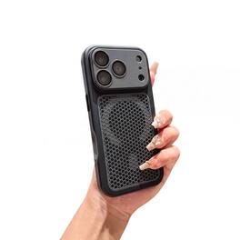 Dteck - Magnetic Case For iPhone 17 Pro Max, Breathable Honeycomb Heat Dissipation Wireless Charging Back PC+TPU Cover - Black