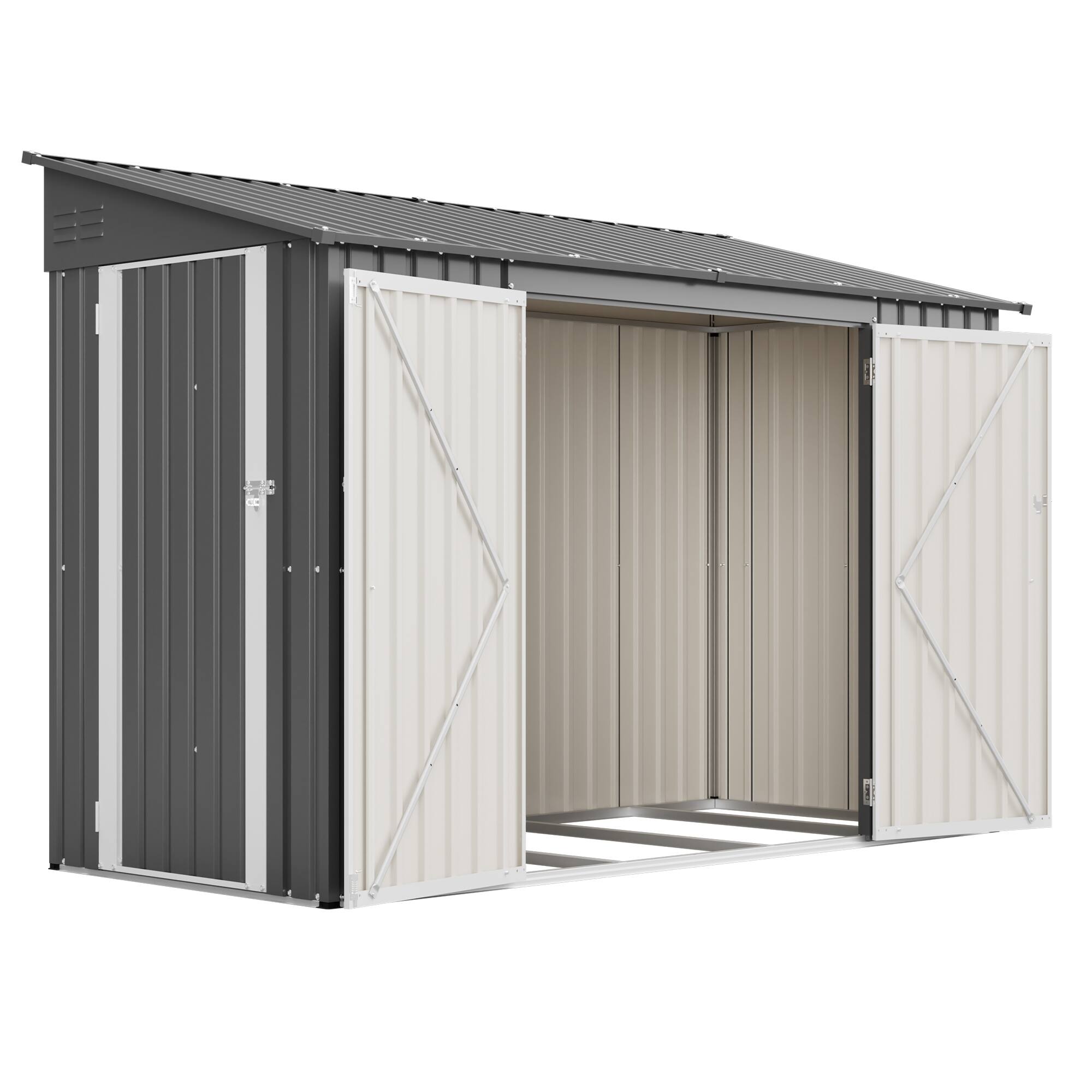 Alt View 6. Mondawe - 9x4 FT Outdoor Storage Shed with Lockable Door - Grey.