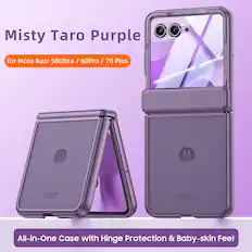 Misty Taro Purple for Moto Razr 50Ultra / 60Pro / 70 Plus MA M rozr razr All-in-One Case with Hinge Protection & Baby-skin Feel