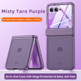 Dteck - Matte Hard PC Case Hinge Protection Cover For Motorola Razr (2026/2025/2024) with Built-in Screen Protector - Purple(HD Clear Film)