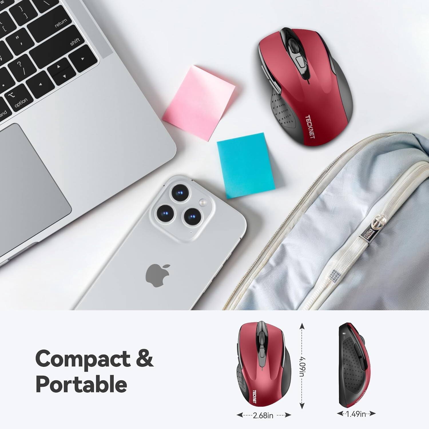 - return shift
- option and
- A
- A Y
- TECKNET
- IENA
- Compact & Portable
- TECKNET
- 2.68in
- 4.09in
- 1.49in
