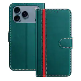 Dteck - Slim Card Holder Case for Apple iPhone 17 Pro Max,PU Leather Magnetic Closure Shockproof TPU Inner Flip Wallet Cover - Green
