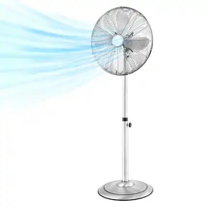 Front. Costway - 16" Standing Pedestal Fan with 3 Speed Settings Carrying Handle Aluminum Blades - Silver.