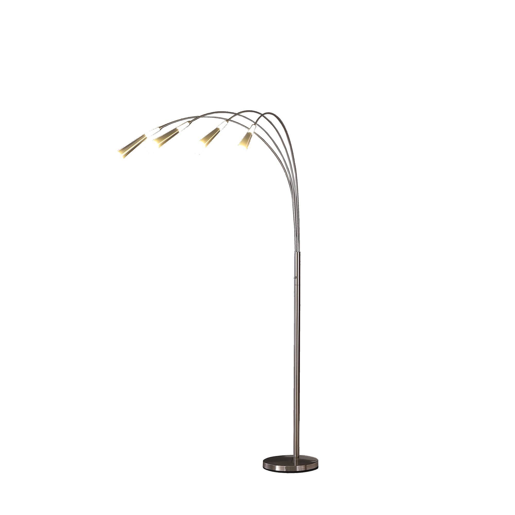 Angle. Hivvago - Hivvago 72 Inch Silver Four Light LED Arc Floor Lamp With White - Silver.