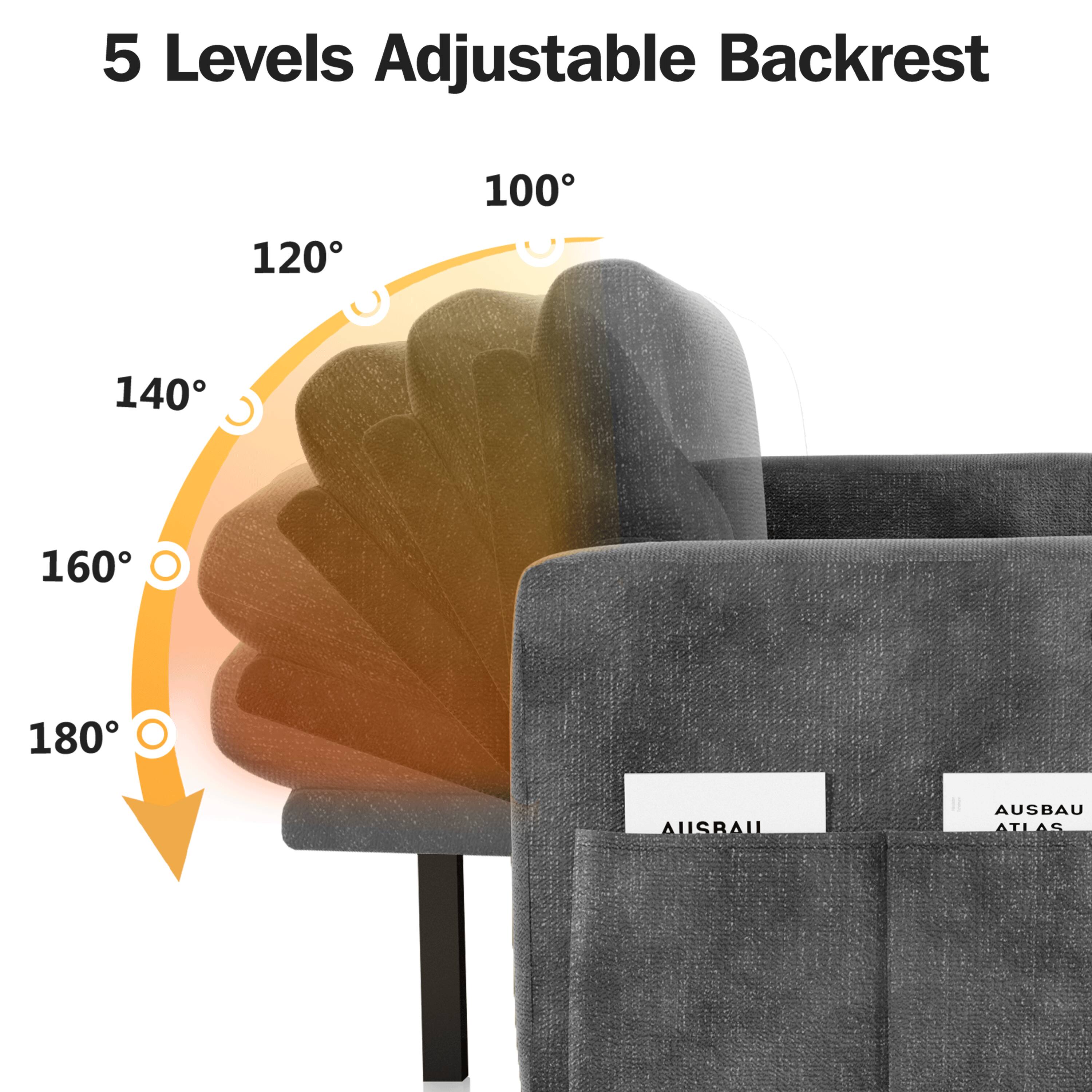 5 Levels Adjustable Backrest

100°  
120°  
140°  
160°  
180°

AUSBAU II  
AUSBAU ATLAS